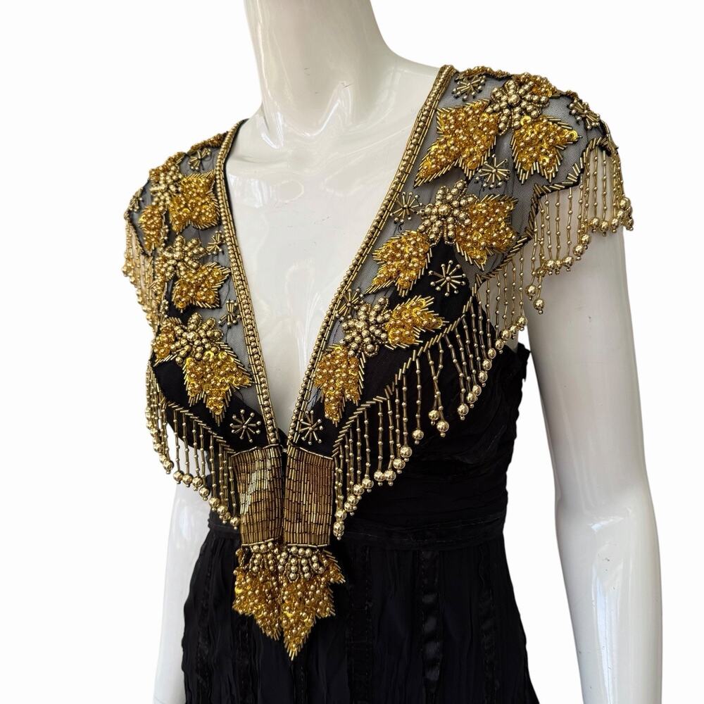 Vintage Gold Beaded Shawl Wrap Capelet, Cleopatra Egypt